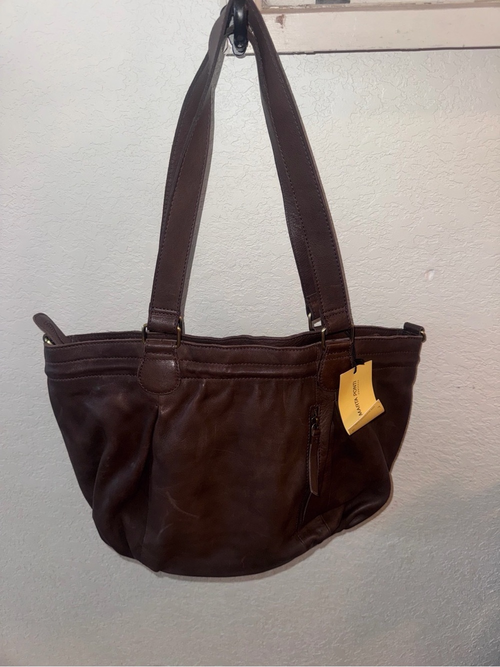 Marta Ponti Brown Leather Tote Bag